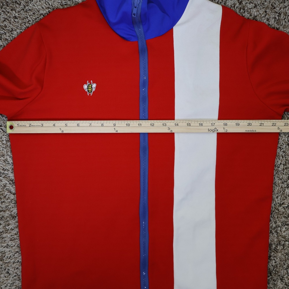 Vintage 70s Ceebee Colorblock Track Jacket Large Retro Bee Patch Red White Blue - Picture 7 of 10